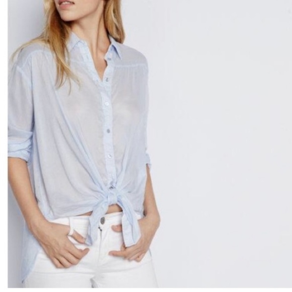 Express Oversized Button Tie Front Shirt
